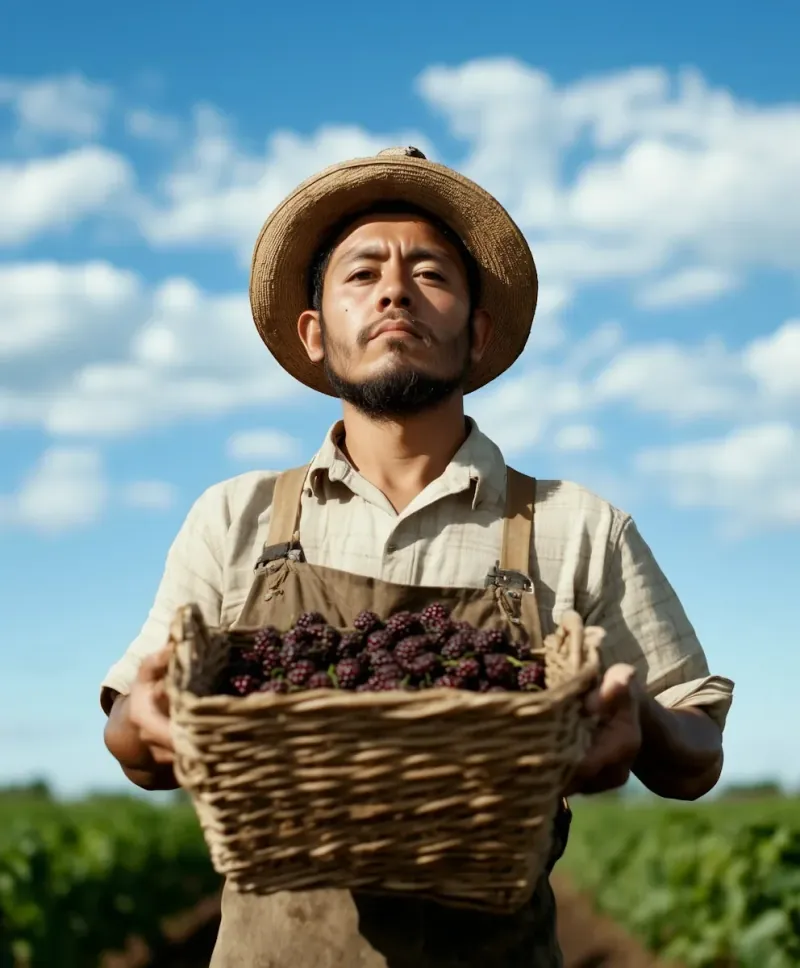 Farmer in a sunlit field