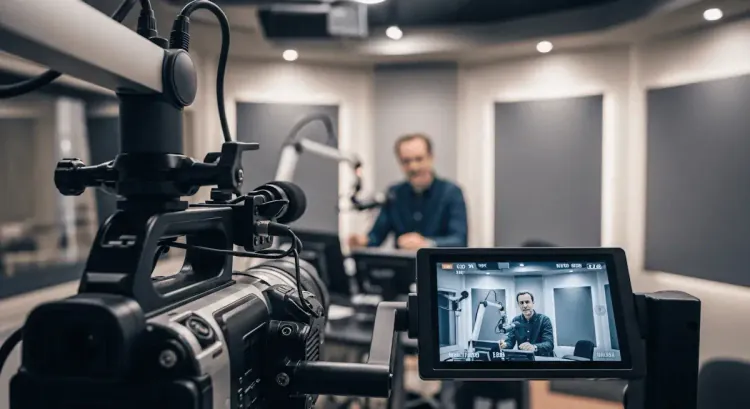 Camera operator at work in a studio